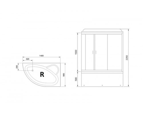 Душевая кабина Royal Bath RB 140ALP-T 140х95 см, с прозрачными стеклами, правосторонняя