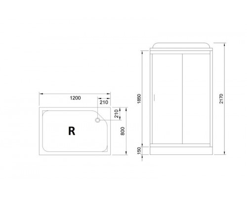 Душевая кабина Royal Bath RB 8120HP6-WC 120х80 см, с матовыми стеклами, правосторонняя
