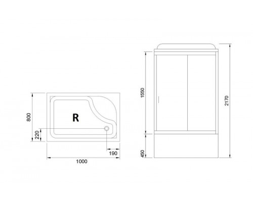 Душевая кабина Royal Bath RB 8100BP5-WC 100х80 см, с матовыми стеклами , правосторонняя