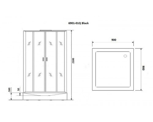 Душевая кабина Niagara Premium NG-6901-01Q BLACK 90х90 см