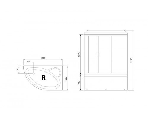 Душевая кабина Royal Bath RB 170ALP-C 170х100 см, с матовыми стеклами, правосторонняя