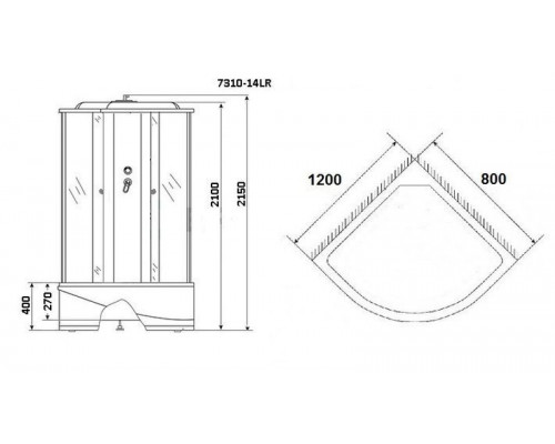 Душевая кабина Niagara NG-7310-14L 120х80 см, с матовыми стеклами, левосторонняя
