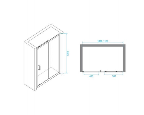 Душевая дверь RGW PA-14B 110 см, прозрачное стекло