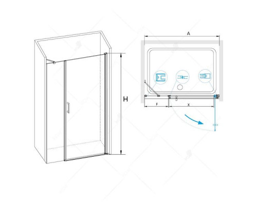 Душевая дверь RGW LE-08 (LE-03 + Z-09) 90 см, прозрачное стекло