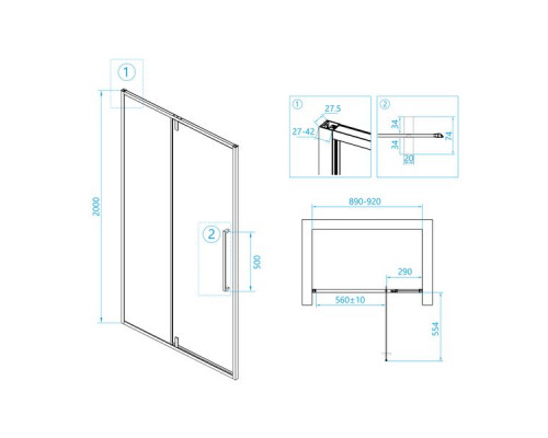 Душевая дверь RGW SV-03 90 см, прозрачное стекло
