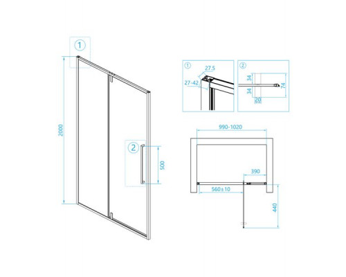 Душевая дверь RGW SV-03 100 см, прозрачное стекло