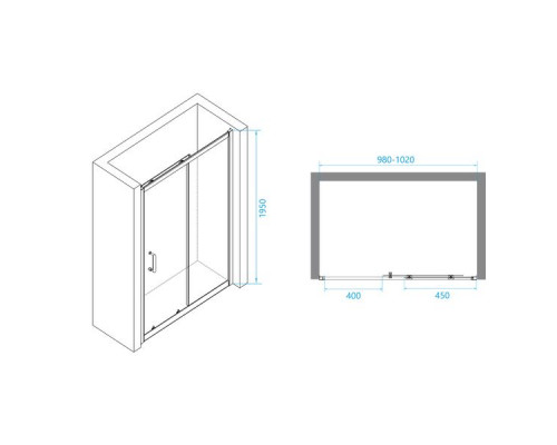 Душевая дверь RGW PA-14B 100 см, прозрачное стекло