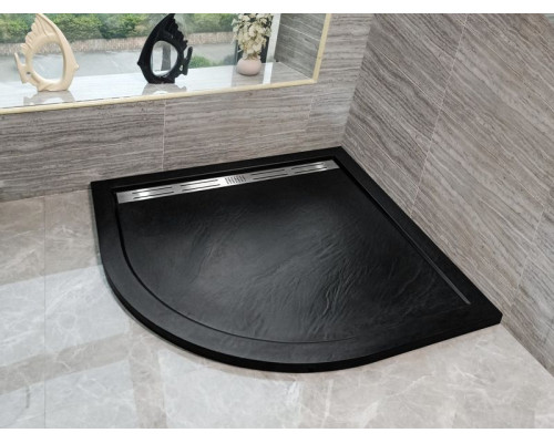 Душевой поддон WeltWasser WW TRR  90 STONE-BL 90х90 см черный с сифоном