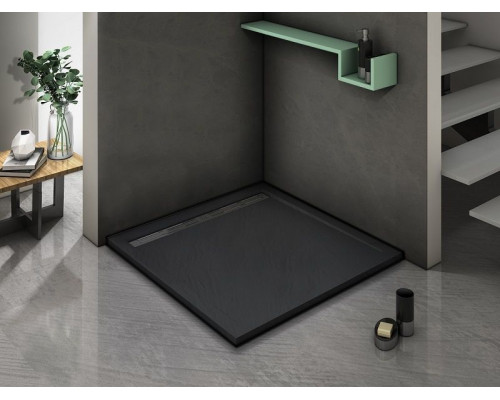 Душевой поддон WeltWasser WW TRS 100 STONE-BL 100х100 см черный с сифоном