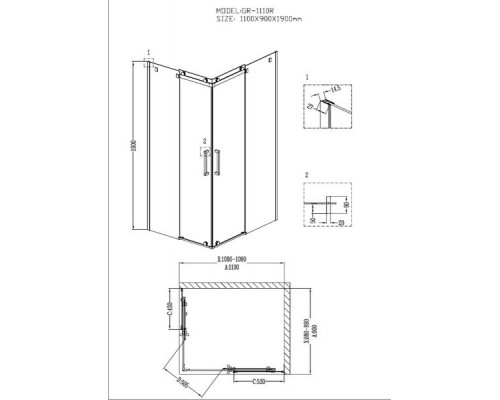 Душевой уголок Grossman GR-1110R 110х90