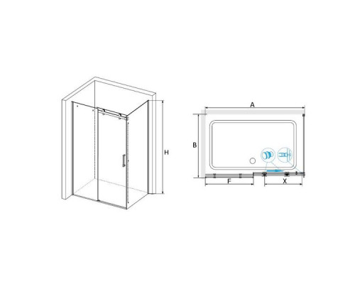 Душевой уголок RGW TO-44 (TO-14 + Z-050-2) 150х90, прозрачное стекло