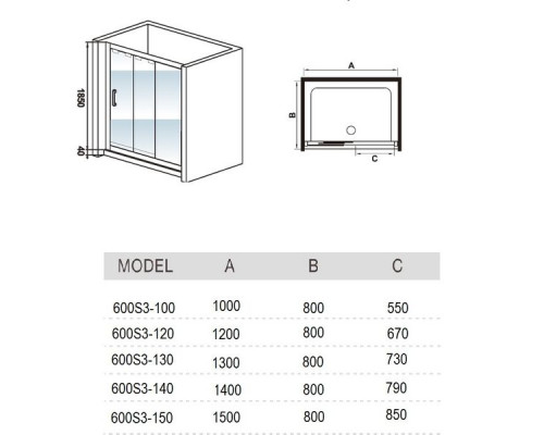 Душевое ограждение WeltWasser WW600 Арт. 600S3-100 L 100