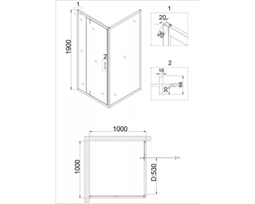 Душевой уголок Niagara NG-0200-08 BLACK 100х100х190 см, квадратный