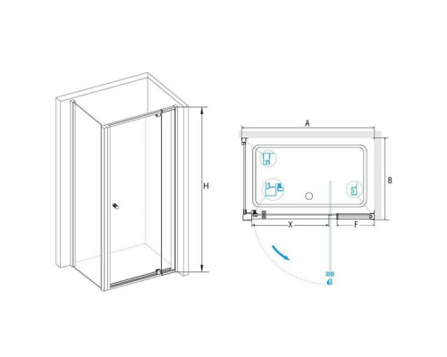 Душевой уголок RGW PA-44B (PA-02B + Z-050-1B) 90x80, прозрачное стекло