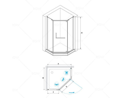 Душевой уголок RGW PA-81 100x100, прозрачное стекло
