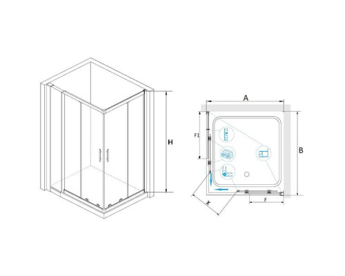 Душевой уголок RGW HO-42 (HO-31 + Z-41) 100x130, прозрачное стекло