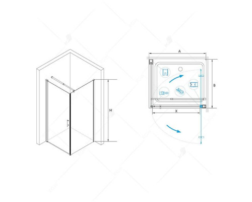Душевой уголок RGW LE-33 90x90, прозрачное стекло