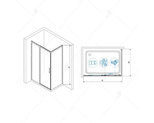Душевой уголок RGW LE-41B (LE-12B + Z-050-2B) 190x100, прозрачное стекло