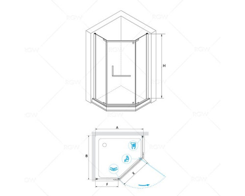 Душевой уголок RGW PA-081 80х80, прозрачное стекло