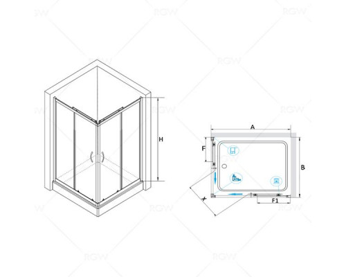 Душевой уголок RGW PA-146 70x90, прозрачное стекло