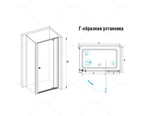 Душевой уголок RGW PA-32 (PA-02 + Z-050-1) 80x80, прозрачное стекло