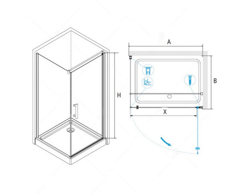 Душевой уголок RGW PA-33 90x90, прозрачное стекло