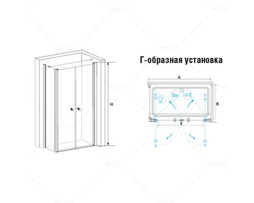 Душевой уголок RGW PA-37 (PA-04 + Z-12 + A-11 + держатель) 100x100, прозрачное стекло