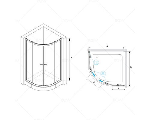Душевой уголок RGW CL-51 90x90, прозрачное стекло