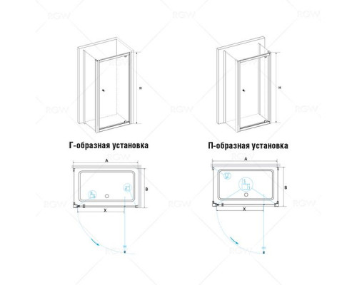 Душевой уголок RGW PA-43 (PA-05 + Z-050-1) 70x80, прозрачное стекло