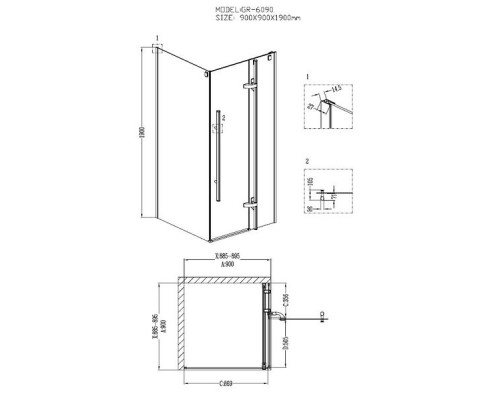 Душевой уголок Grossman GR-6090 90х90