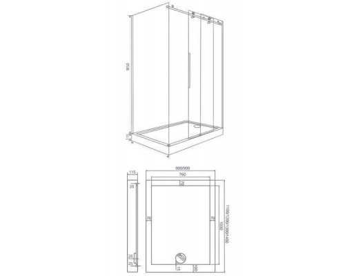 Душевое ограждение (боковая часть) Good Door Puerta SP-80-C-CH 80 см