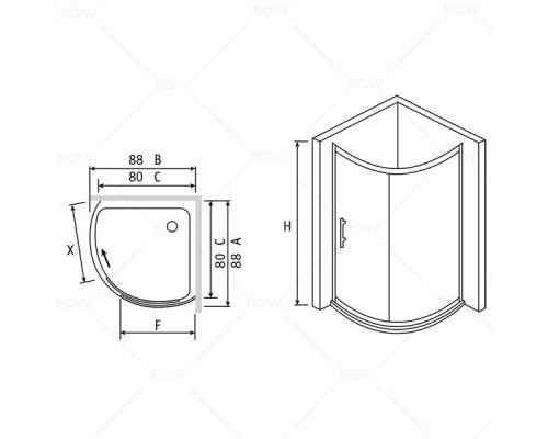 Душевой уголок RGW PA-56 + поддон и сифон в подарок 80x80, прозрачное стекло