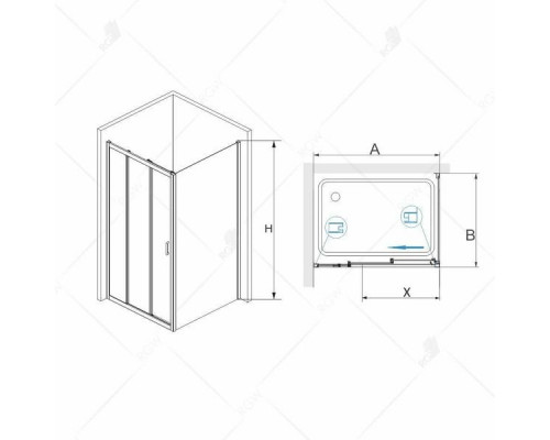 Душевой уголок RGW PA-73 P (PA-13 + 2Z-050-2) 90x80, прозрачное стекло