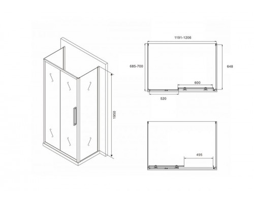 Душевой уголок ABBER Schwarzer Diamant AG30120BH-S70B-S70B