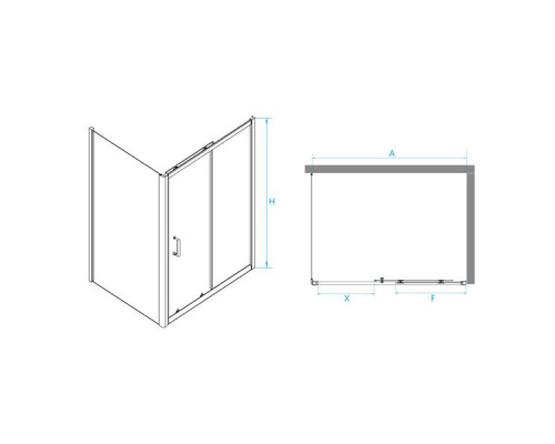 Душевой уголок RGW PA-74B (PA-14B + Z-050-2B) 170x90, прозрачное стекло