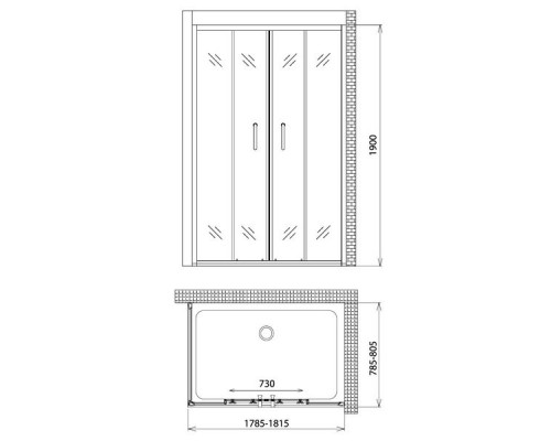 Душевой уголок Gemy Victoria S30192D-A80 180х80 см