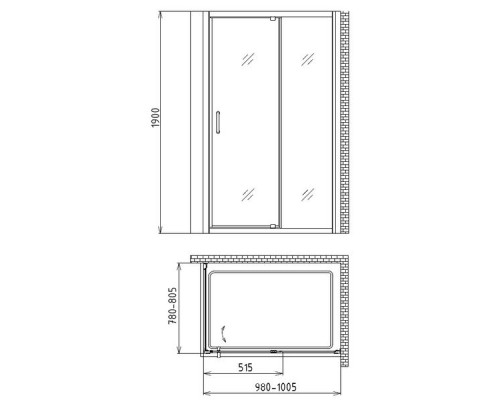 Душевой уголок Gemy Sunny Bay S28191A-A80 100х80 см