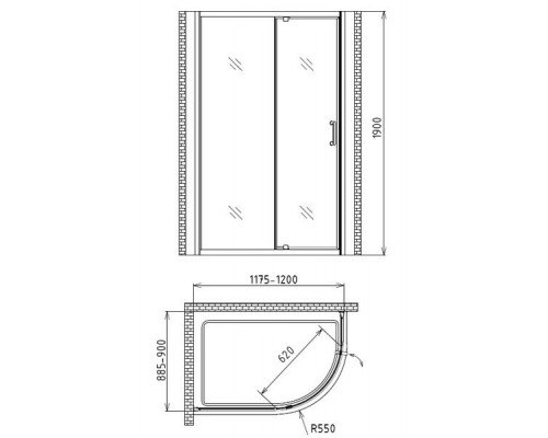 Душевой уголок Gemy Sunny Bay S28202 120х90 см