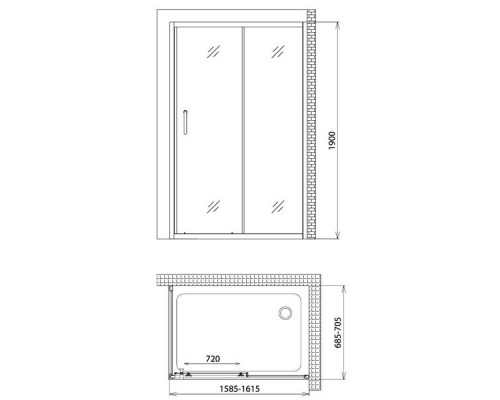 Душевой уголок Gemy Victoria S30191F-A70 160х70 см