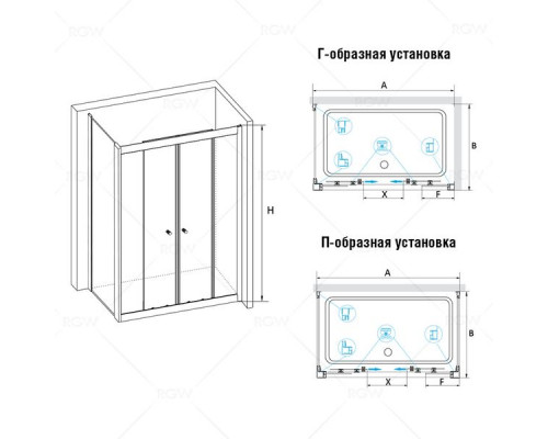 Душевой уголок RGW CL-43 (CL-10 + Z-050-1) 150x80, прозрачное стекло