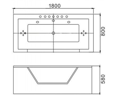 Ванна акриловая WeltWasser WW HB KONIGS 180/80 WT 180х80х58 с гидромассажем, белая